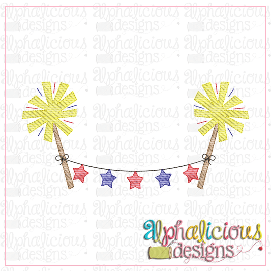 Sparkler and Stars Bunting-Sketch