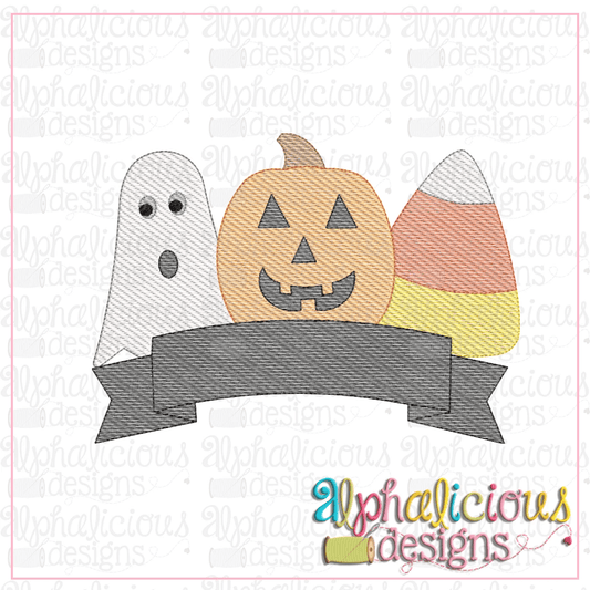 Spooky Trio With Banner-Sketch