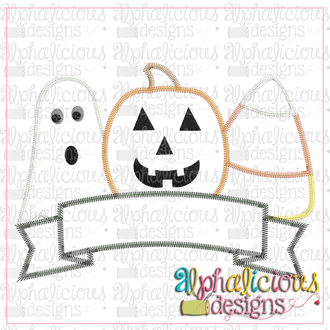 Spooky Trio With Banner-Zig Zag