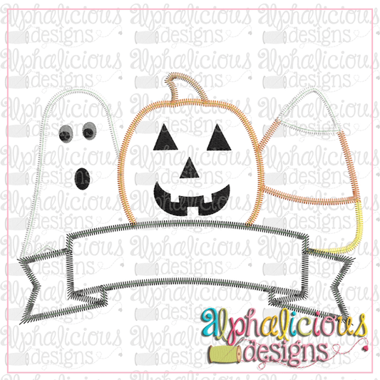 Spooky Trio With Banner-Zig Zag