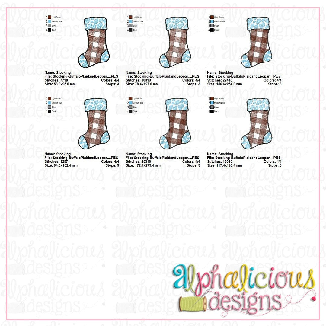 Leopard and Buffalo Plaid Stocking-Sketch