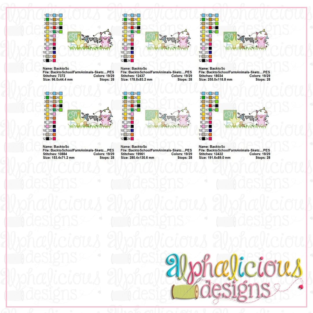 Back to School Farm Animals-Sketch