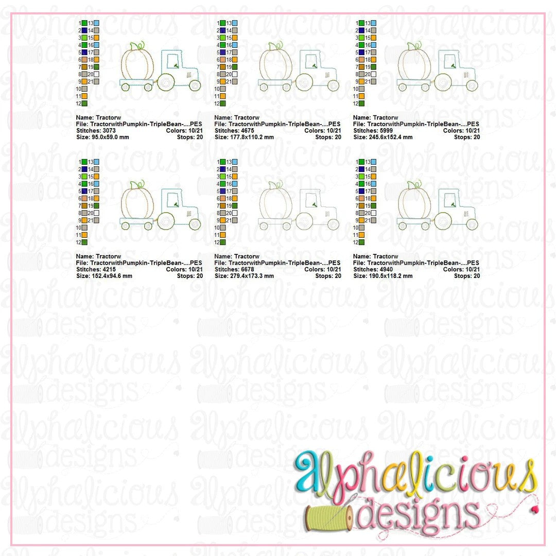 Tractor with Pumpkin-Triple Bean