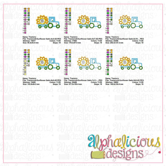 Tractor with Sunflower-Satin