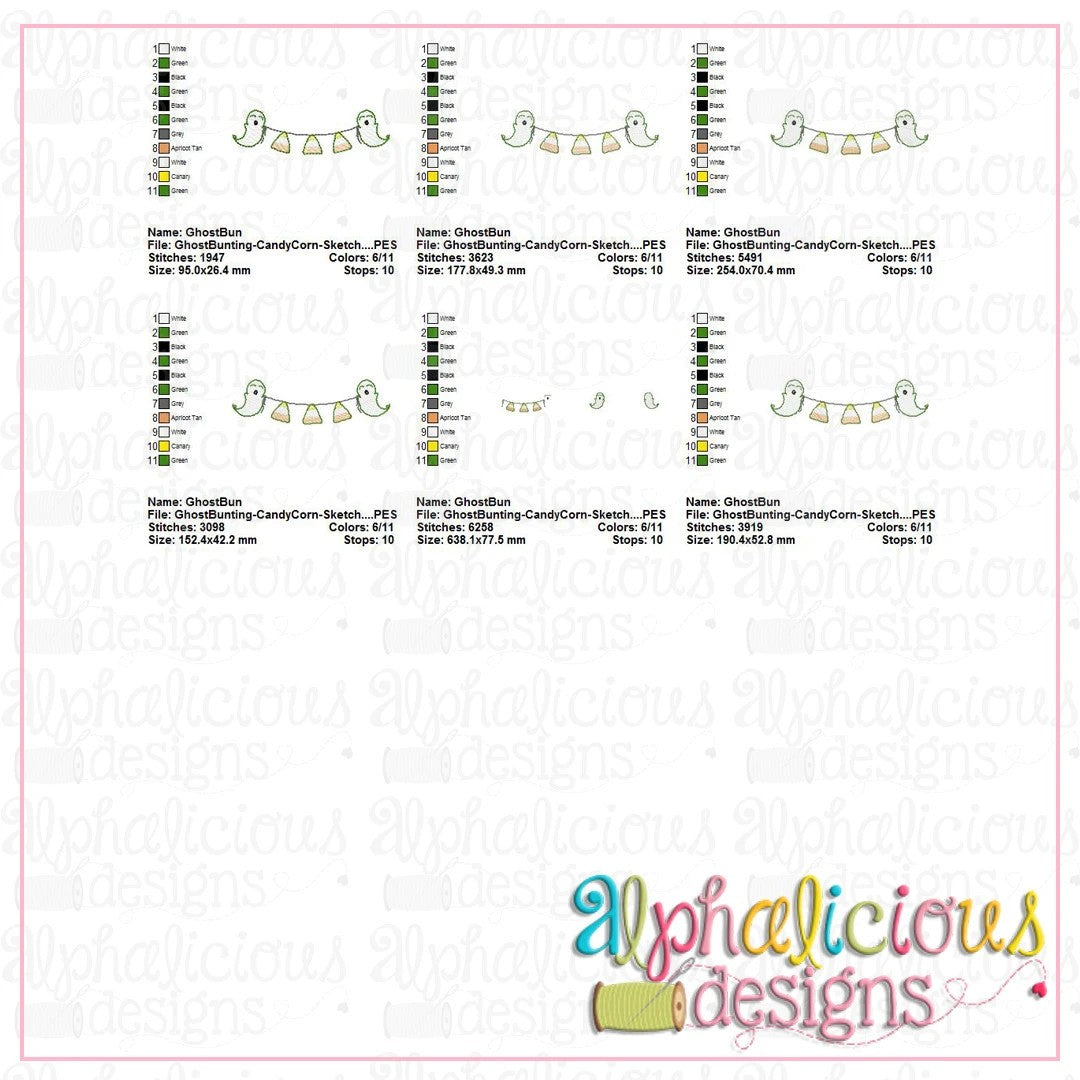 Ghost Bunting-Candy Corn-Sketch