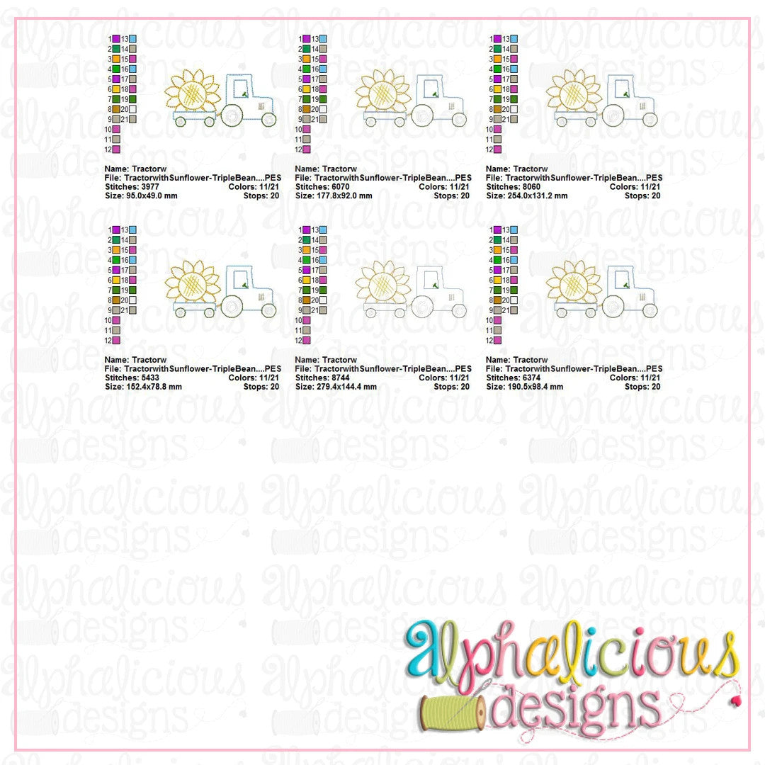 Tractor with Sunflower-Triple Bean