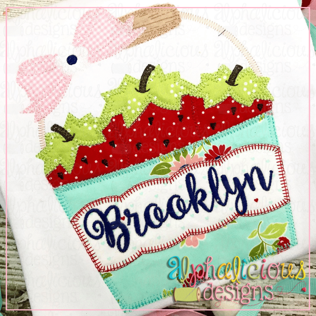 Strawberry Bucket with Bow-Blanket