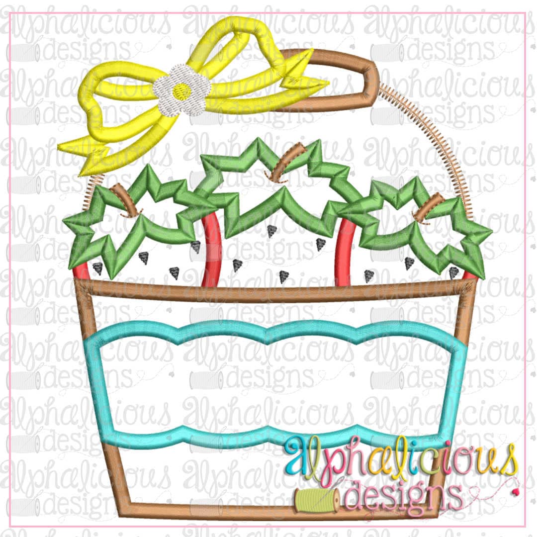Strawberry Bucket with Bow-Satin