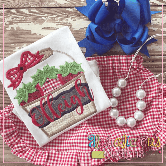 Strawberry Bucket with Bow-Satin