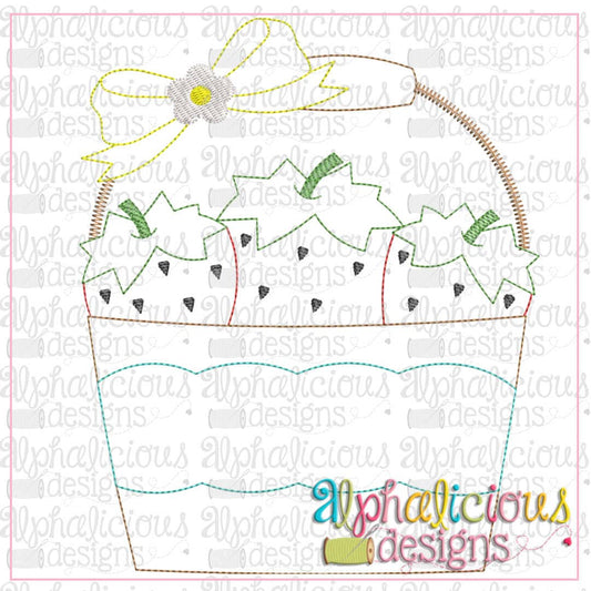 Strawberry Bucket with Bow-Triple Bean