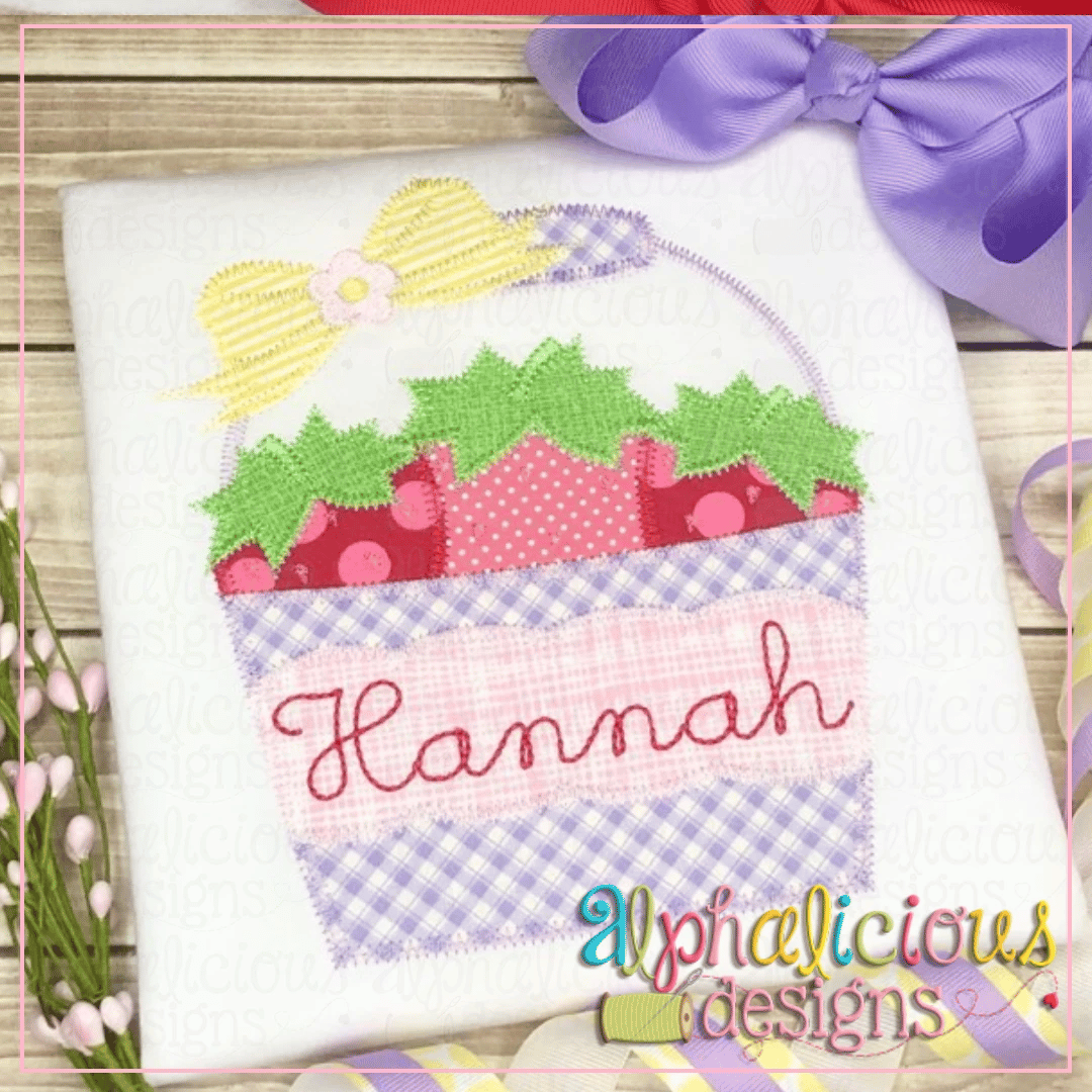 Strawberry Bucket with Bow-ZigZag