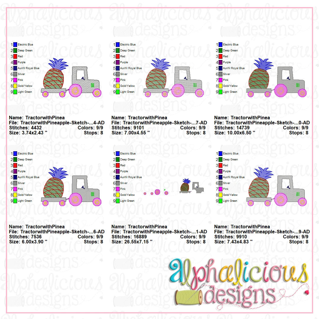 Tractor with Pineapple-Sketch