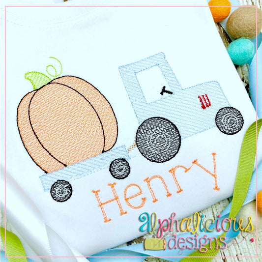 Tractor with Pumpkin-Sketch