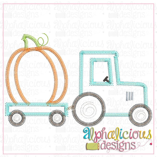 Tractor with Pumpkin-ZigZag