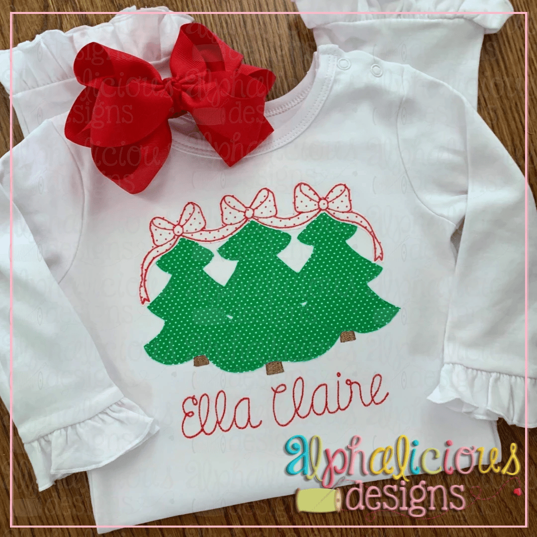 Tree Farm Trio with Bow-Triple Bean