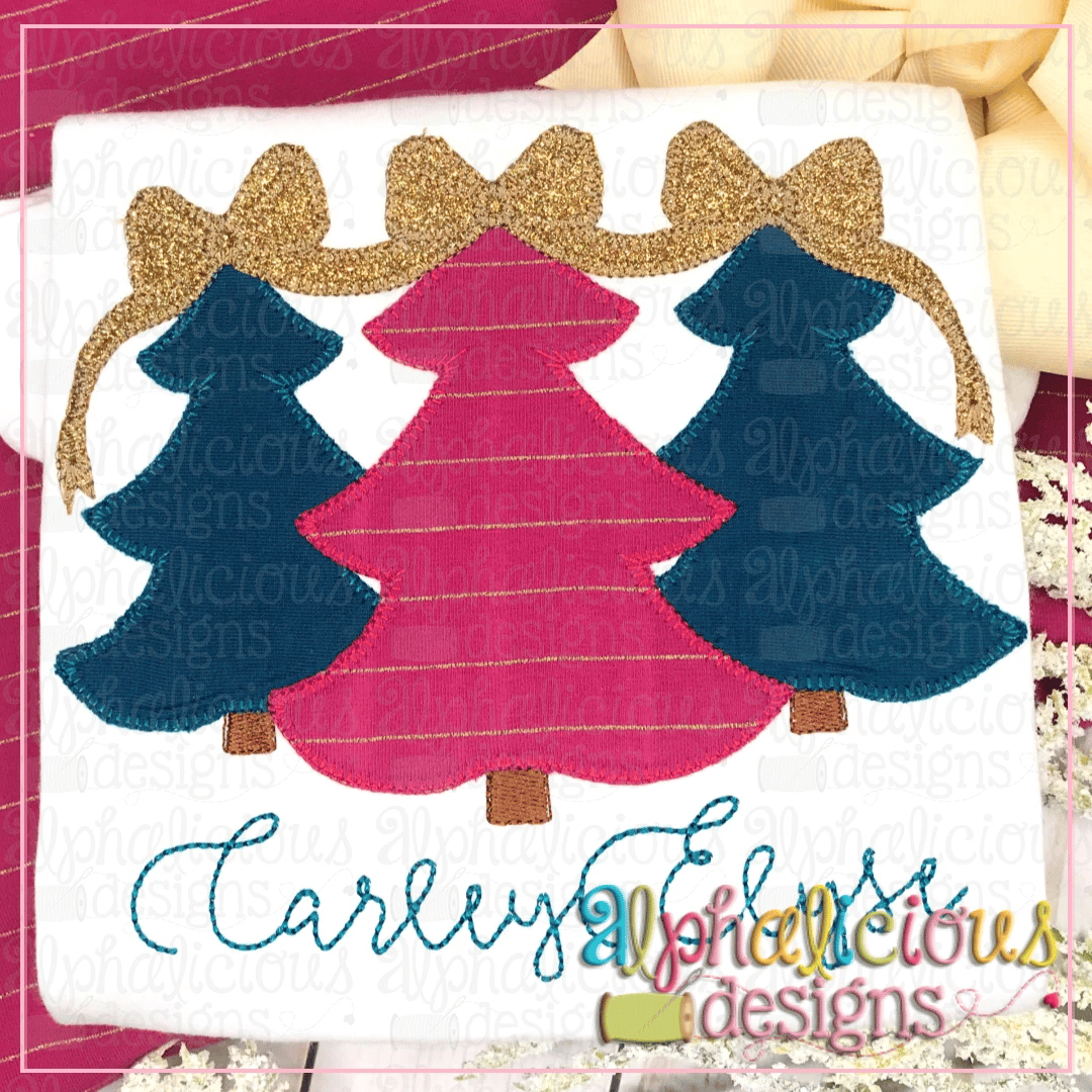 Tree Farm Trio with Bow-Blanket