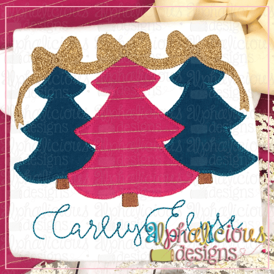 Tree Farm Trio with Bow-Blanket