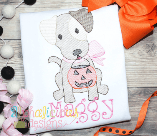 Trick OR Treat Pup with Bow- Sketch