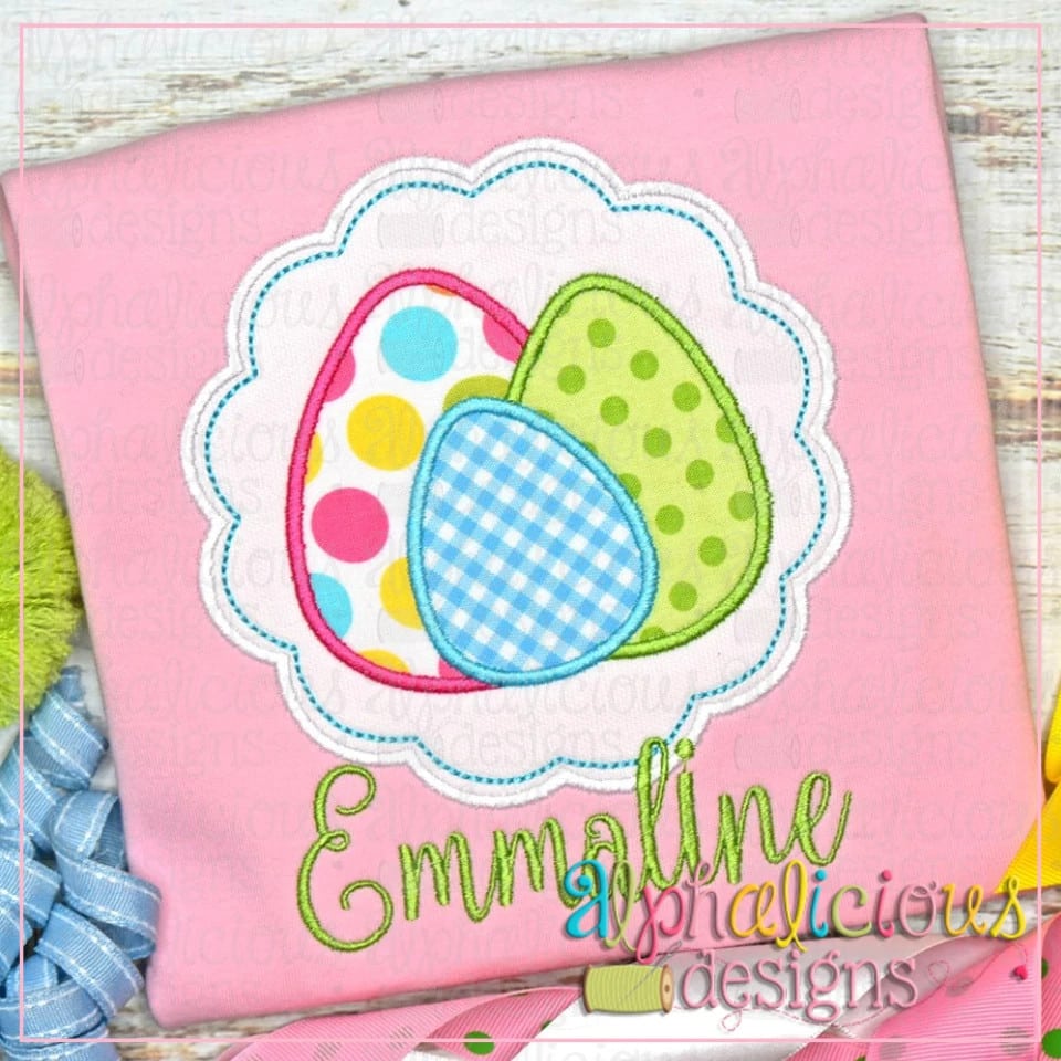 Triple Eggs in Scallop Frame-Satin