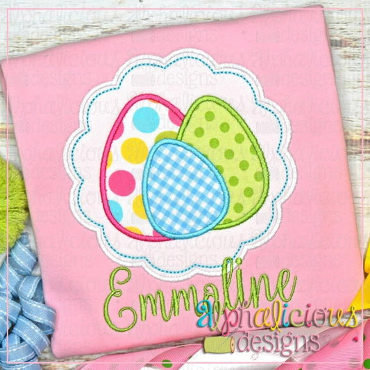 Triple Eggs in Scallop Frame-Satin