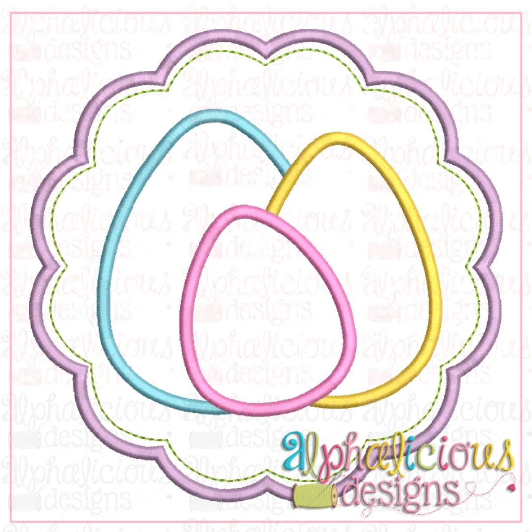 Triple Eggs in Scallop Frame-Satin