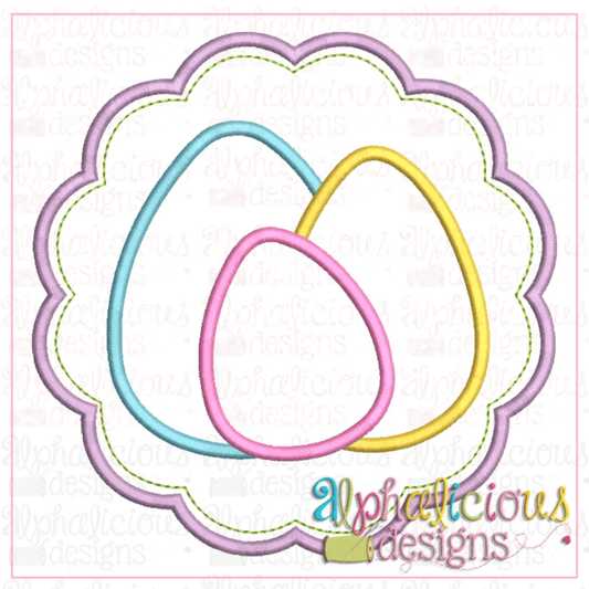Triple Eggs in Scallop Frame-Satin