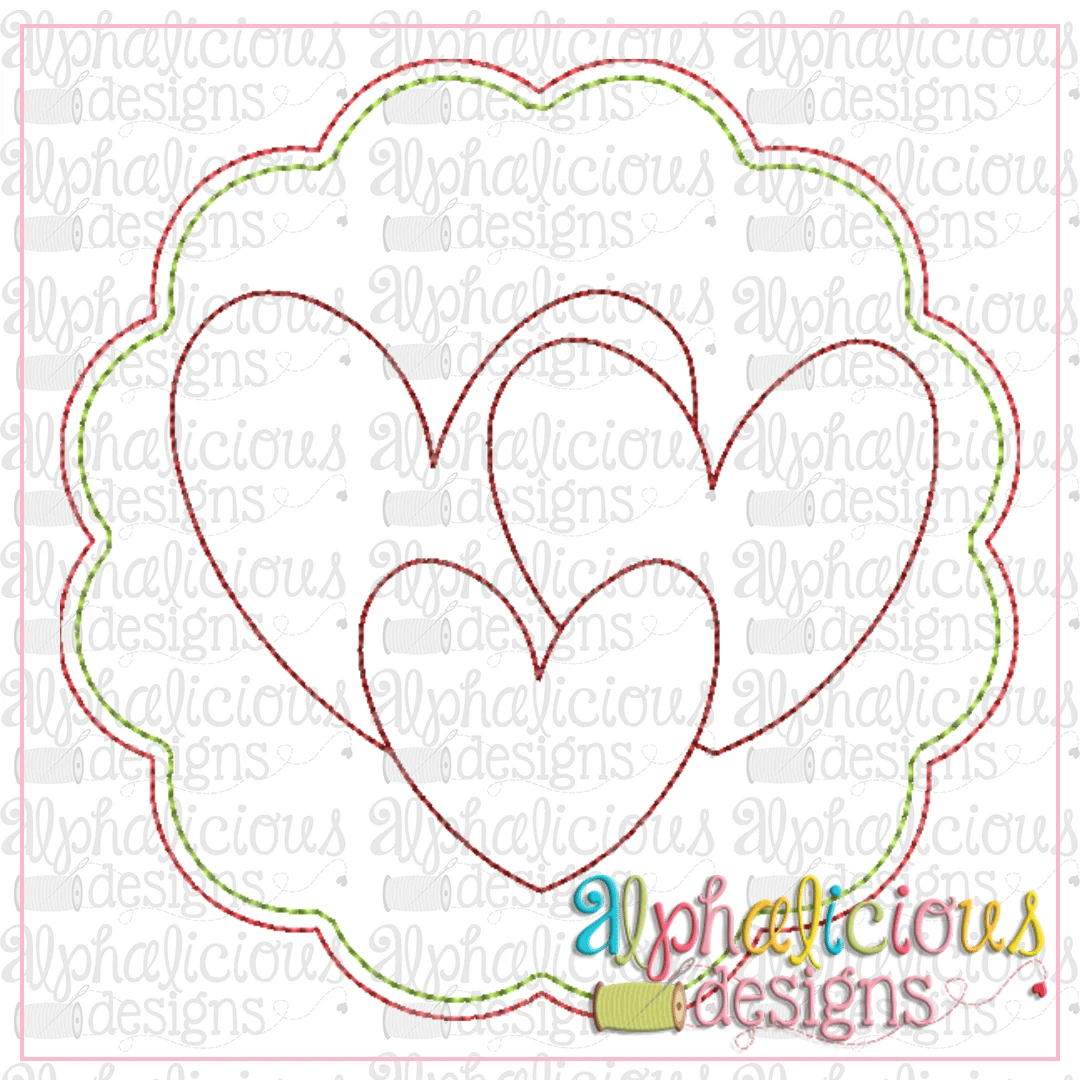 Triple Hearts in Scallop Frame-Triple Bean