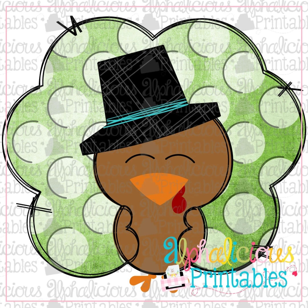 Turkey with Hat- Polka Dot  -Printable