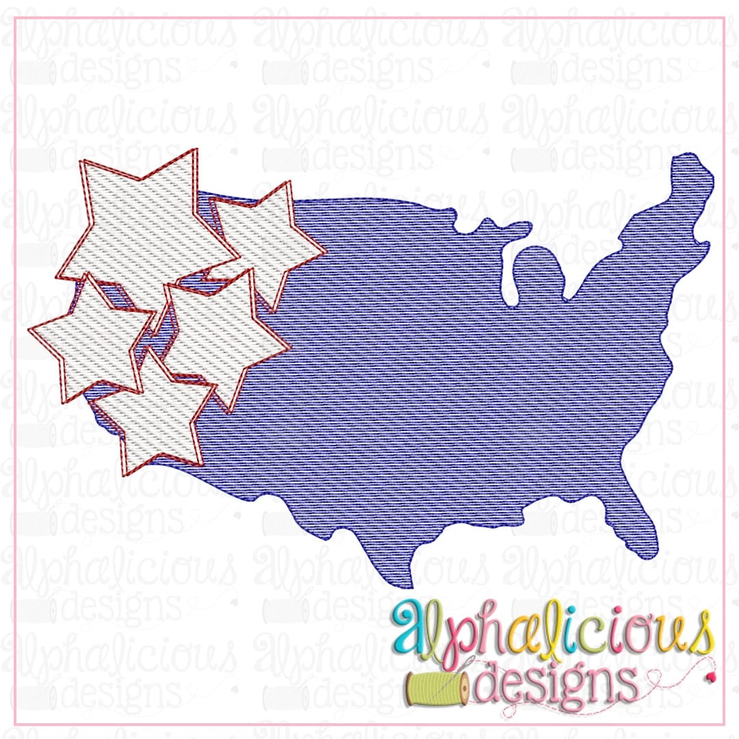 USA with Stars-Sketch