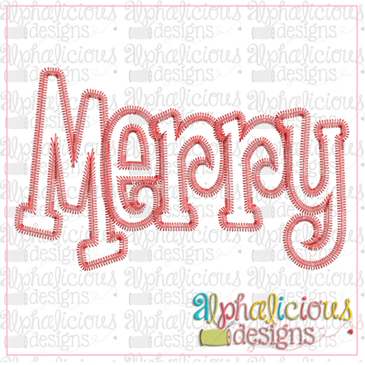 Merry Applique Word-ZigZag