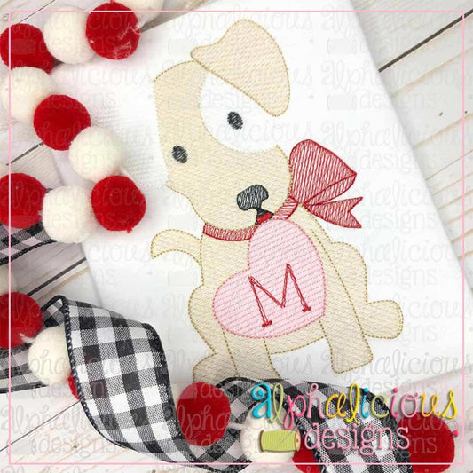 Valentine Pup-Sketch-Girl