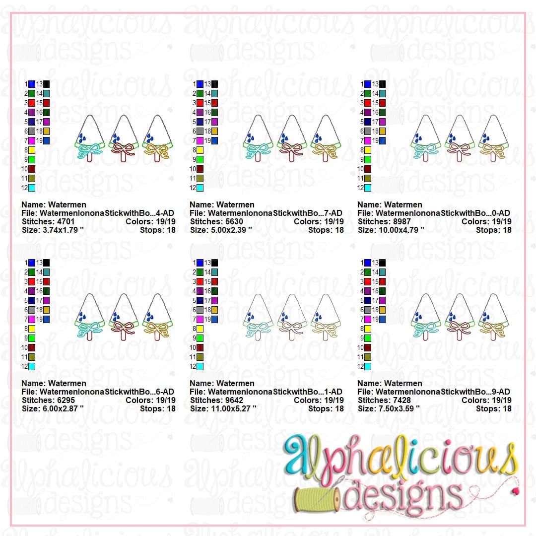 Watermelon on a Stick with Bows-Triple Bean