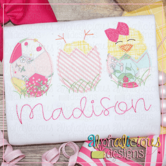 Chicks in Eggs with Bow- Triple Bean