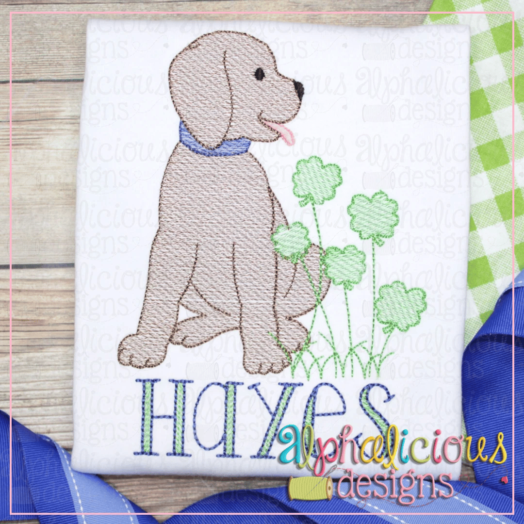 Pup with Shamrocks-Sketch