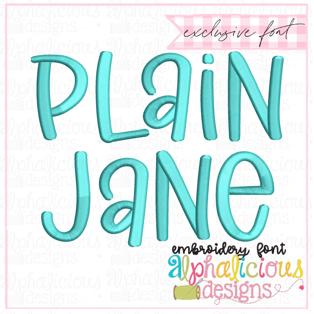 Plain Jane Satin Embroidery Font