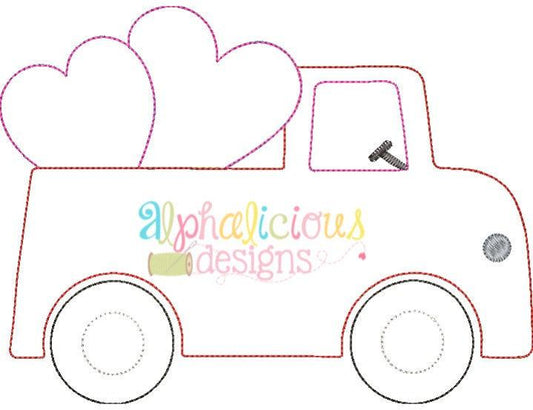 Valentine Truck Applique Design-Triple Bean