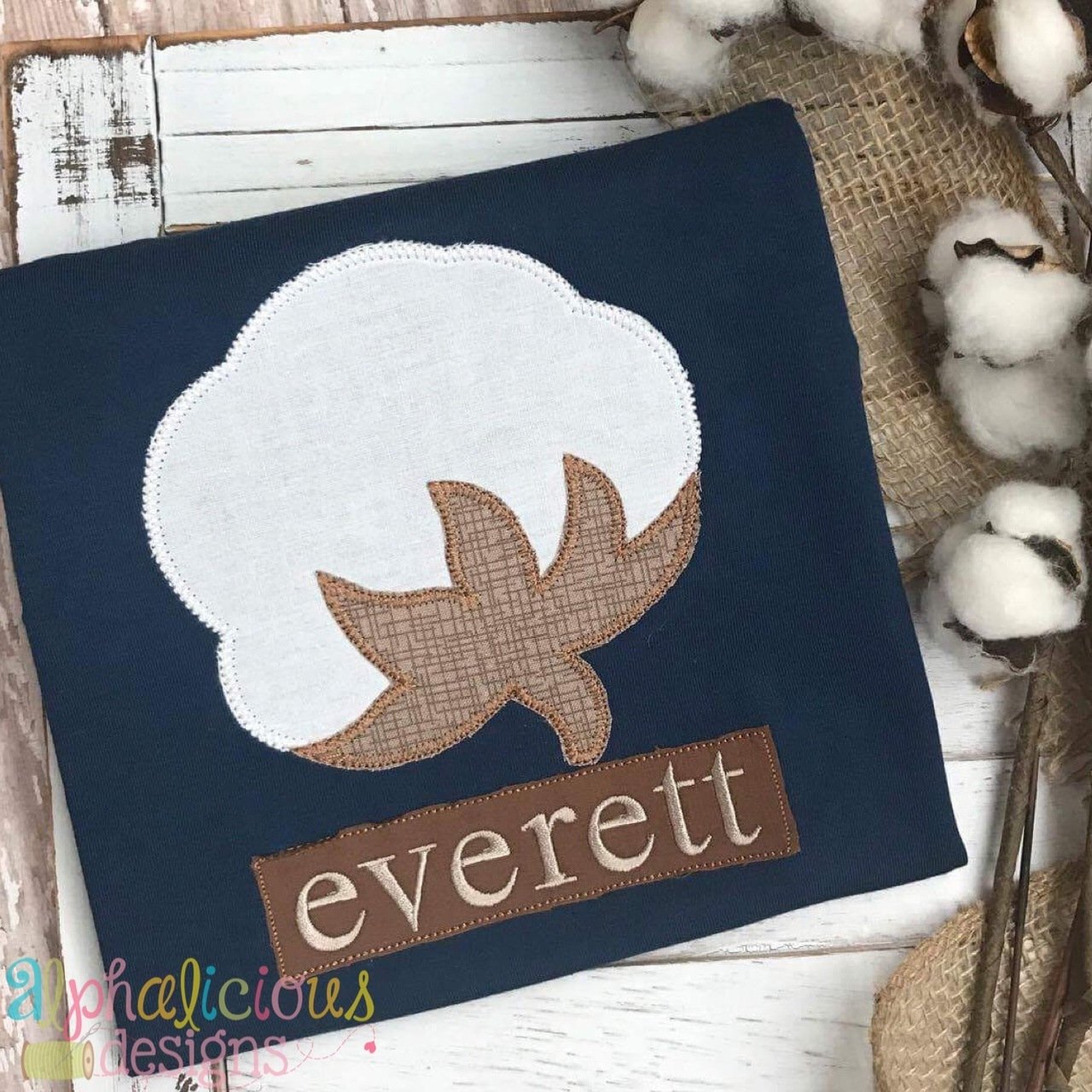 Wild West Cotton Boll- Blanket-Applique