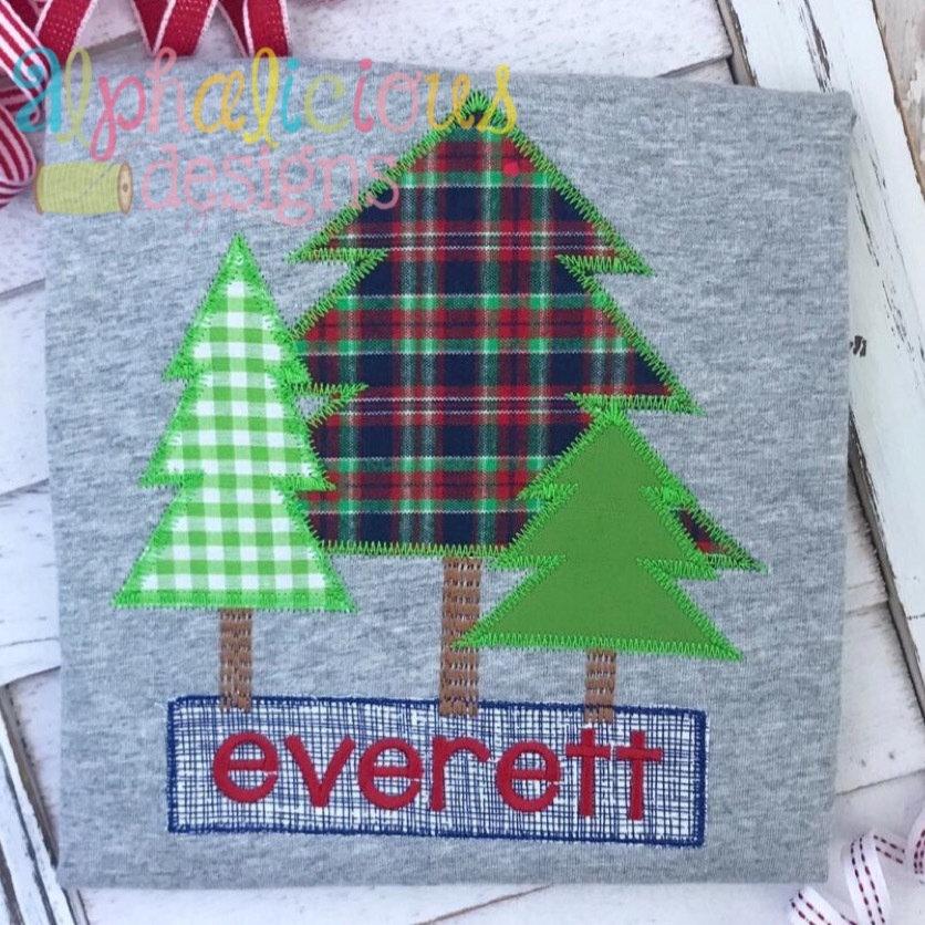 Woodlands Tree Trio Applique-ZigZag