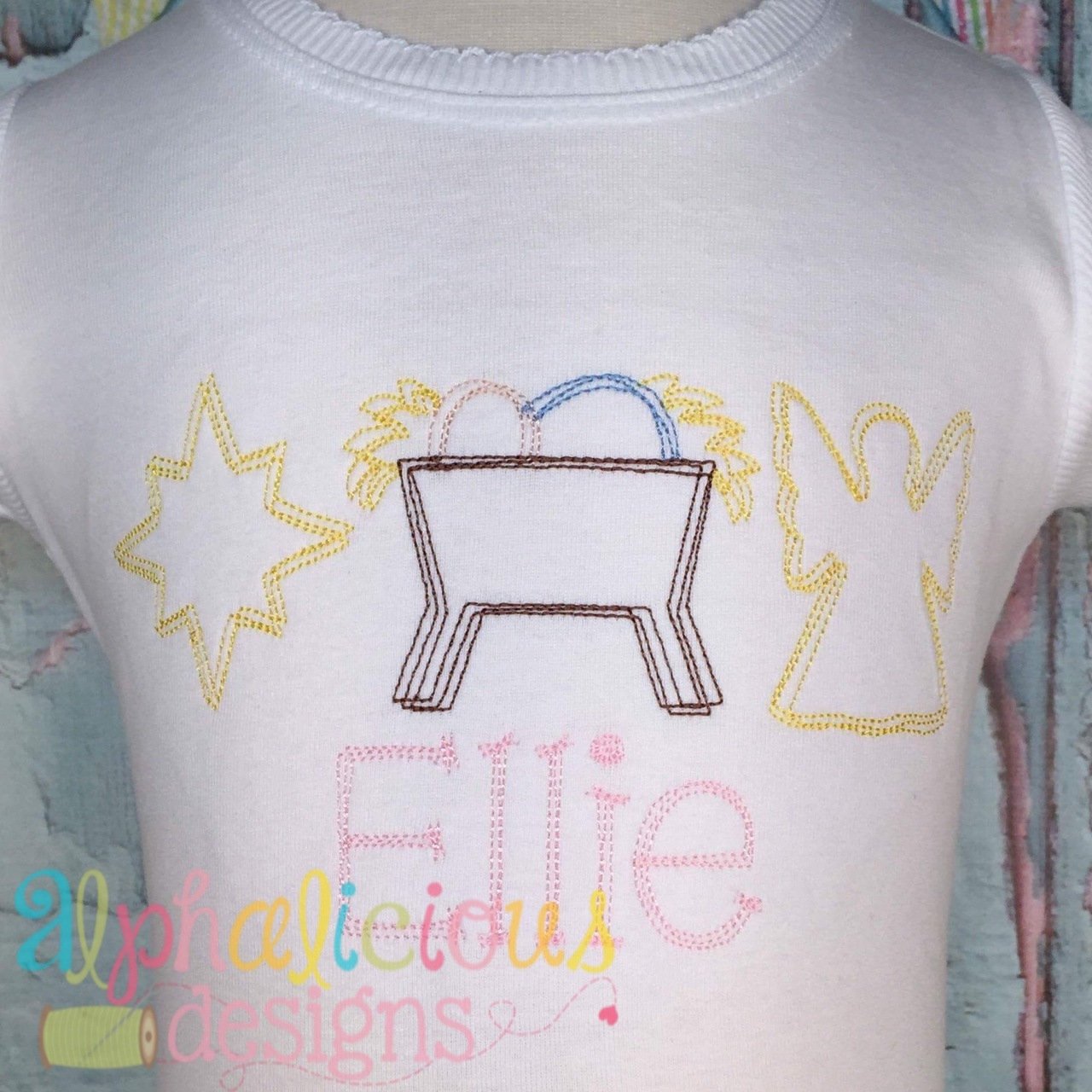 Vintage Scribble Holy Night Three In a Row