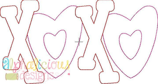 Valentine's XOXO Applique Design-Triple Bean