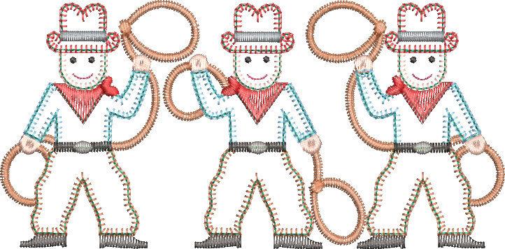 Ropin Cowboy Three In A Row Applique Design- Blanket