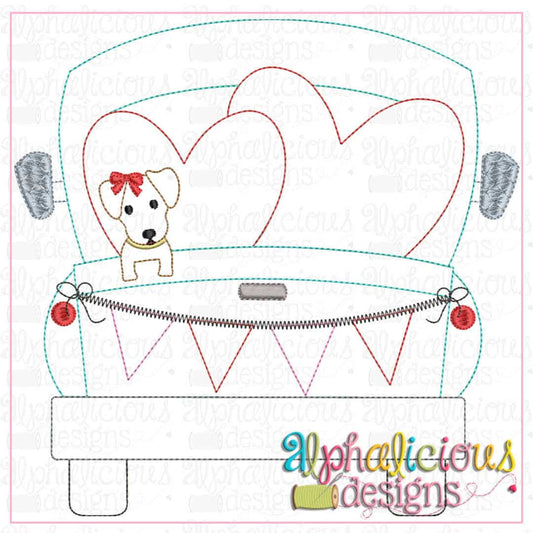 Farm Truck with hearts and Pup with Bow-Triple Bean