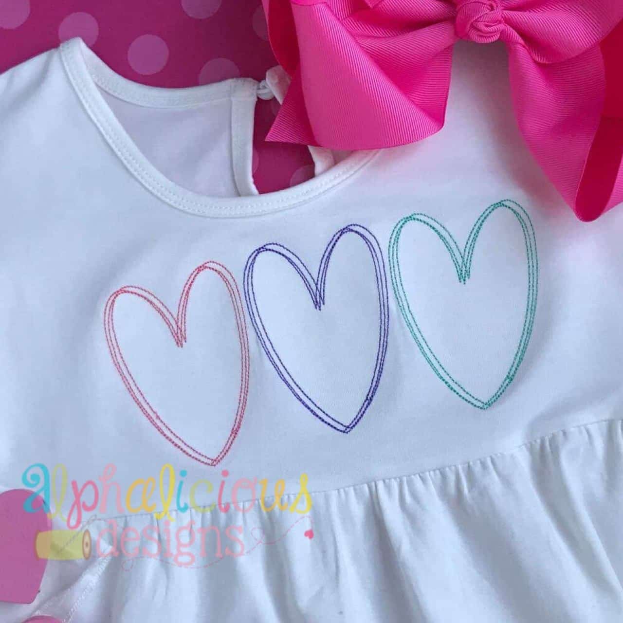 Vintage Scribble Triple Heart