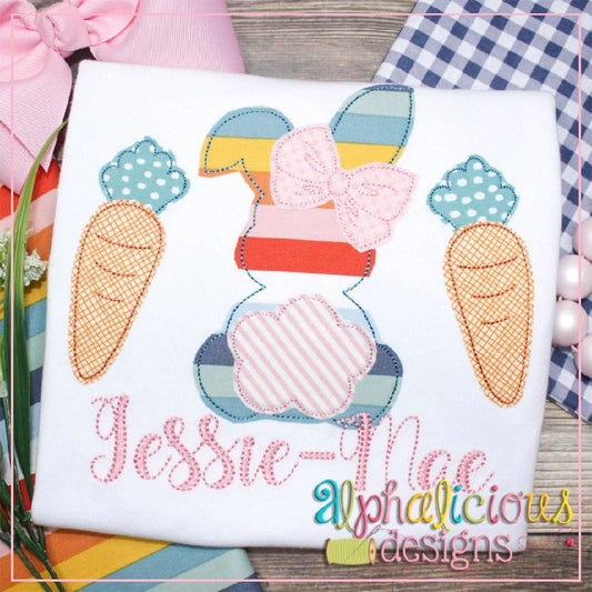 Bunny with Bow and Carrots-Triple Bean