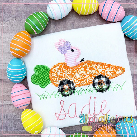 Bunny with Bow in Carrot Car- ZigZag
