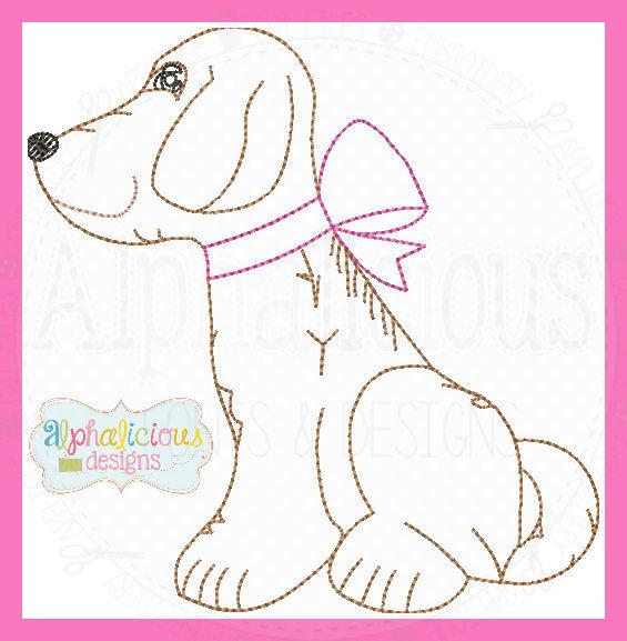 Vintage Pup with a Bow Design- Size Bundle