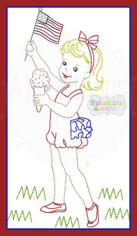Vintage Flag Girl