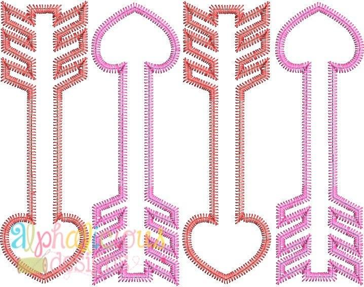 Valentine's Arrow Applique Design - Zig Zag