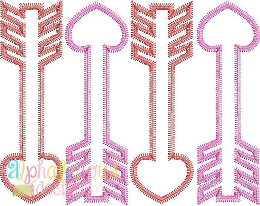 Valentine's Arrow Applique Design - Zig Zag