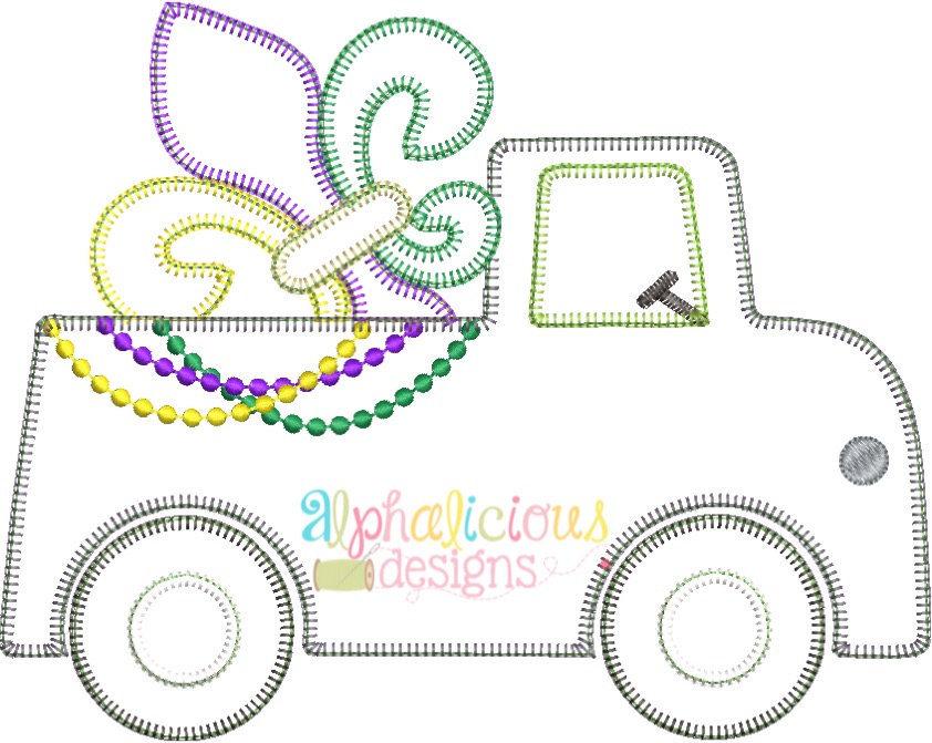 Mardi Gras Truck Applique Design- Blanket
